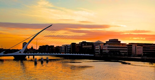 Sunrise over the River Liffey in Dublin's Silicon Docks district